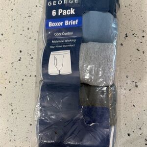 George Men's 6-Pack Boxer Briefs - Light Blue, Gray, Dark Blue